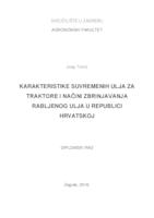Karakteristike suvremenih ulja za traktore i načini zbrinjavanja rabljenog ulja u Republici Hrvatskoj