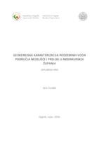 Geokemijska karakterizacija podzemnih voda područja Nedelišće i Prelog u Međimurskoj županiji