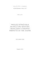Pregled istraživanja akvakulture Hrvatske, objavljenih u časopisu Ribarstvo od 1938. godine