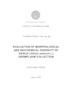 Evaluation of morphological and biochemical diversity of garlic (Allium sativum L.) germplasm collection