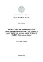 Phenotyping the susceptibility od Croatian native grapevine (Vitis vinifera L.) varieties to the causal agent of downy mildew (Plasmopara viticola)
