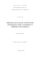 Energija aktivacije i nutritivne vrijednosti zobi u ovisnosti o temperaturi sušenja