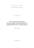 Ekološki odgovorno poslovanje agroturističkih gospodarstava u Hrvatskoj