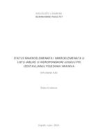 Status makroelemenata i mikroelemenata u listu jabuke u hidroponskom uzgoju pri izostavljanju pojedinih hraniva