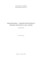 Vinogradarsko - vinarska proizvodnja u Republici Hrvatskoj u 2022. godini