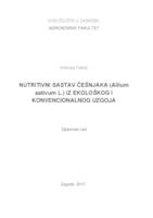 Nutritivni sastav češnjaka (Allium sativum L.) iz ekološkog i konvencionalnog uzgoja