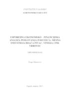 Usporedna ekonomsko-financijska analiza poslovanja poduzeća: Mesna industrija Pivac, Vindija i PIK Vrbovec