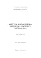 Nutritivni sastav i sadržaj bioaktivnih komponenti lista kadulje