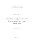 prikaz prve stranice dokumenta Genetička varijabilnost zeca (L. europeus) u Republici Hrvatskoj