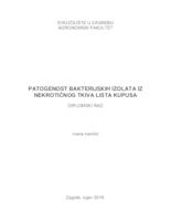 prikaz prve stranice dokumenta Patogenost bakterijskih izolata iz nekrotičnog tkiva lista kupusa