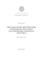 prikaz prve stranice dokumenta Procjena učinka pretpristupnih programa na poslovanje poljoprivrednih poduzeća u Hrvatskoj