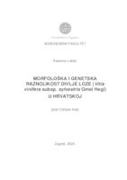 prikaz prve stranice dokumenta Morfološka i genetska raznolikost divlje loze (Vitis vinifera subsp. sylvestris Gmel Hegi) u Hrvatskoj