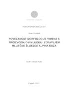 prikaz prve stranice dokumenta Povezanost morfologije vimena s proizvodnjom mlijeka i zdravljem mliječne žlijezde alpina koza