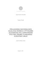 prikaz prve stranice dokumenta Prilagodba nacionalnog dijaloga dionika o pitanjima Zajedničke poljoprivredne politike prema standardu Europske unije