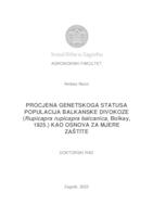 prikaz prve stranice dokumenta Procjena genetskoga statusa populacija balkanske divokoze (Rupicapra rupicapra balcanica, Bolkay, 1925.) kao osnova za mjere zaštite