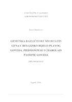 prikaz prve stranice dokumenta Genetska različitost myostatin gena u belgijsko bijelo-plavog goveda,Piedmontese i Charolais pasmine goveda