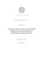 prikaz prve stranice dokumenta Utjecaj dobi jarica pri prvom pripustu na mliječnost i reprodukcijske odlike