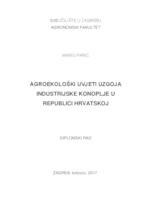 prikaz prve stranice dokumenta Agroekološki uvjeti uzgoja industrijske konoplje u Republici Hrvatskoj