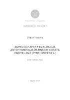 prikaz prve stranice dokumenta Ampelografska evaluacija autohtonih dalmatinskih sorata vinove loze (Vitis vinifera L.) 