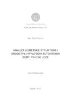prikaz prve stranice dokumenta Analiza genetske strukture i srodstva hrvatskih autohtonih sorti vinove loze 