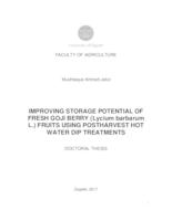 prikaz prve stranice dokumenta Improving storage potential of fresh goji berry (Lycium barbarum L.) fruits using postharvest hot water dip treatments